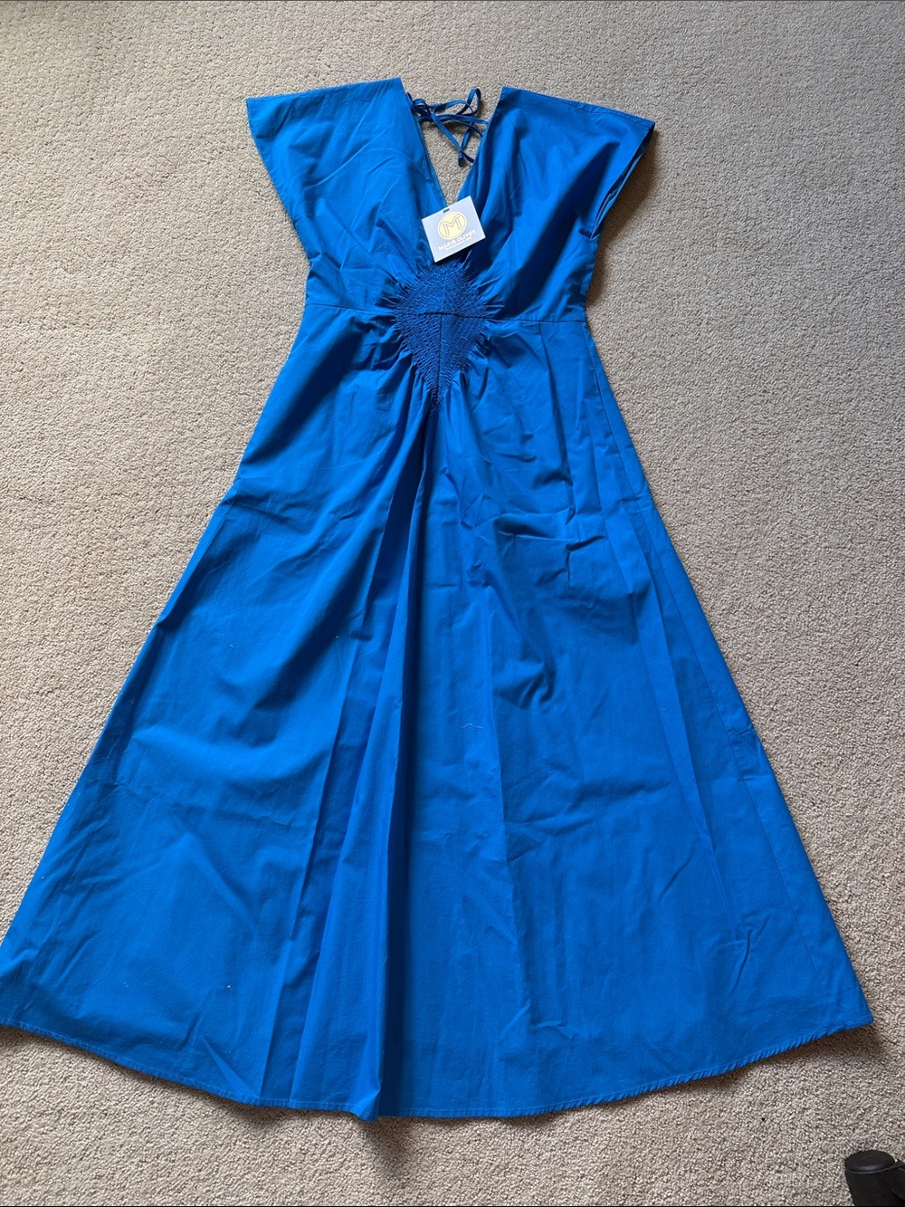 NWT Marie Oliver Willow Blue V-Neck Smocked Waist Dress